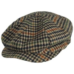 Brood Baggy Plaid Fabric Newsboy Cap - Tan/Navy